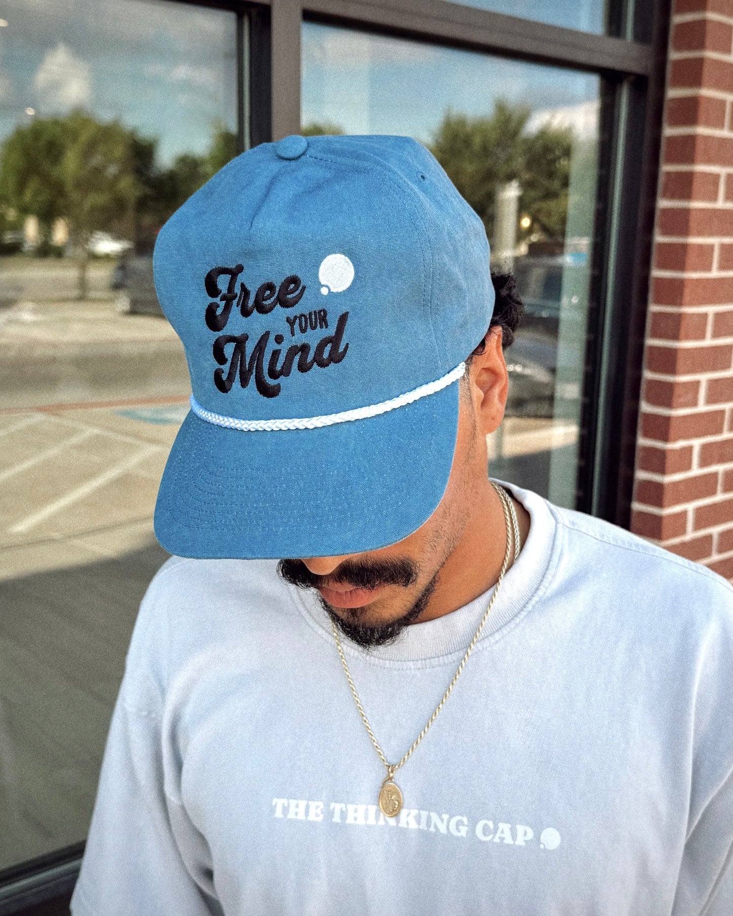 Free Your Mind Retro Hat (Ocean Blue)