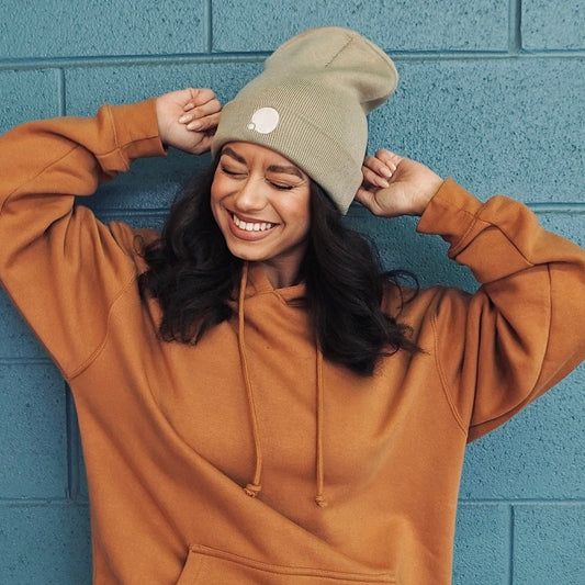 Classic Embroidered Beanie (Sand)