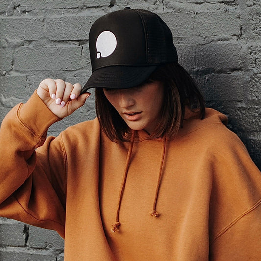 Icon Embroidered Trucker Hat (Black)