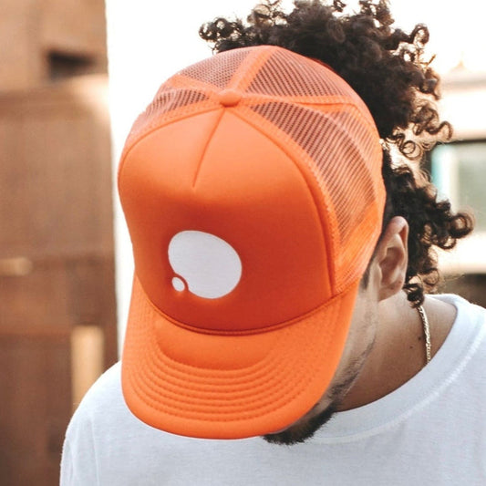 Icon Embroidered Trucker Hat (Tangerine)