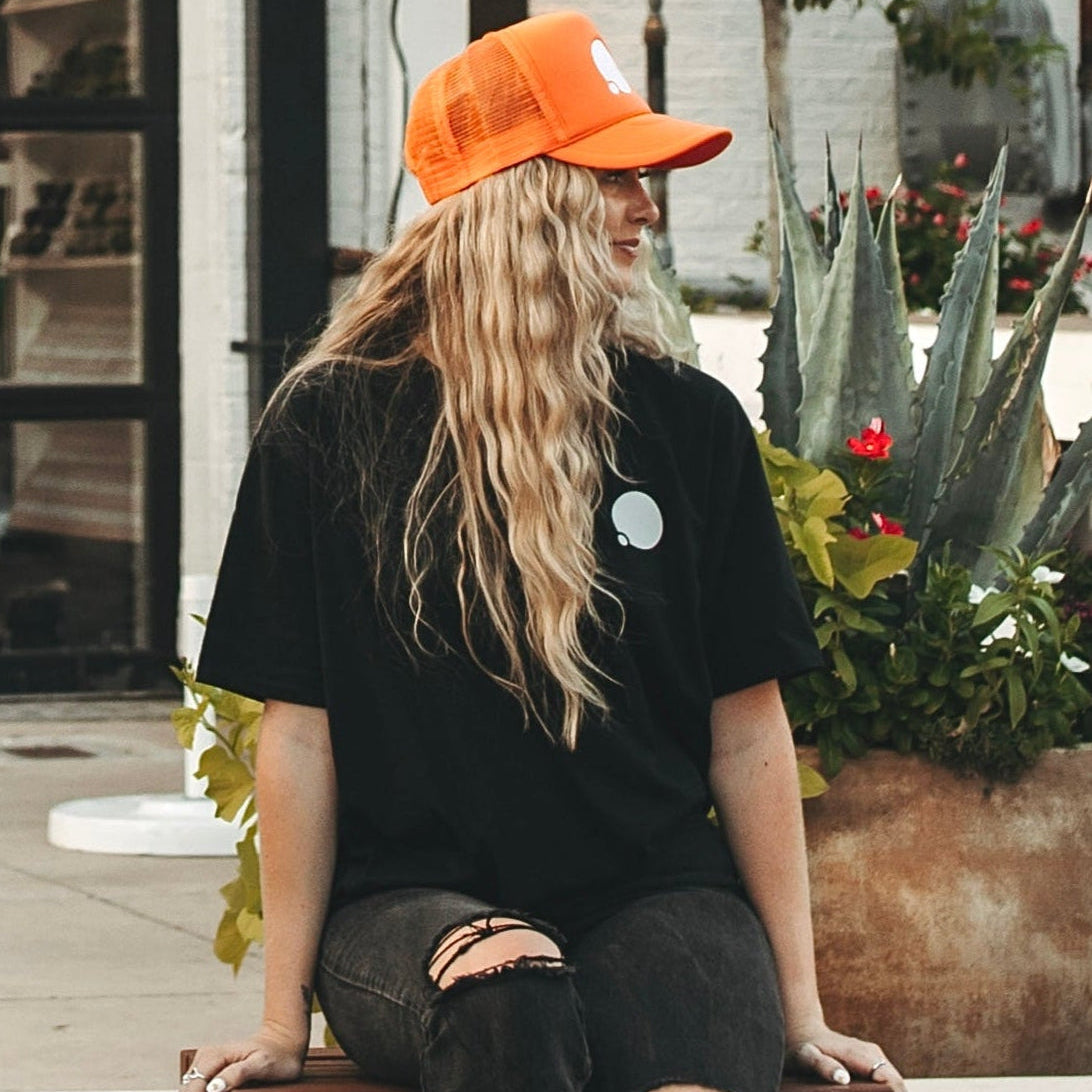 Icon Embroidered Trucker Hat (Tangerine)