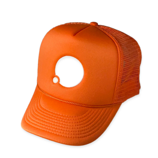 Icon Embroidered Trucker Hat (Tangerine)