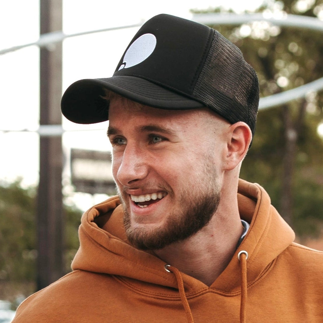 Icon Embroidered Trucker Hat (Black)