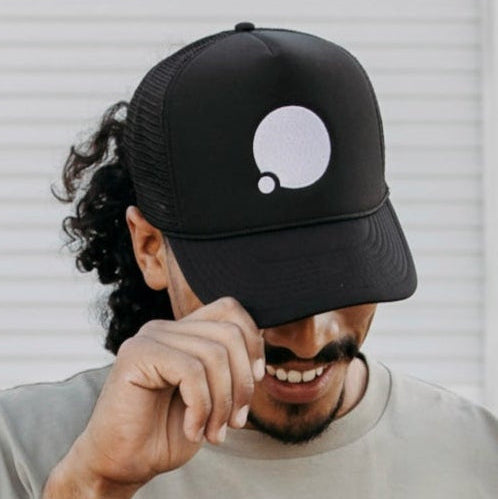 Icon Embroidered Trucker Hat (Black)