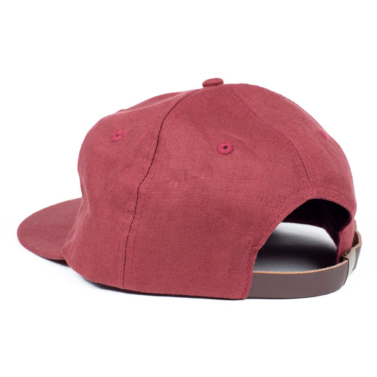 Founder Linen Leatherback Hat (Burgundy)