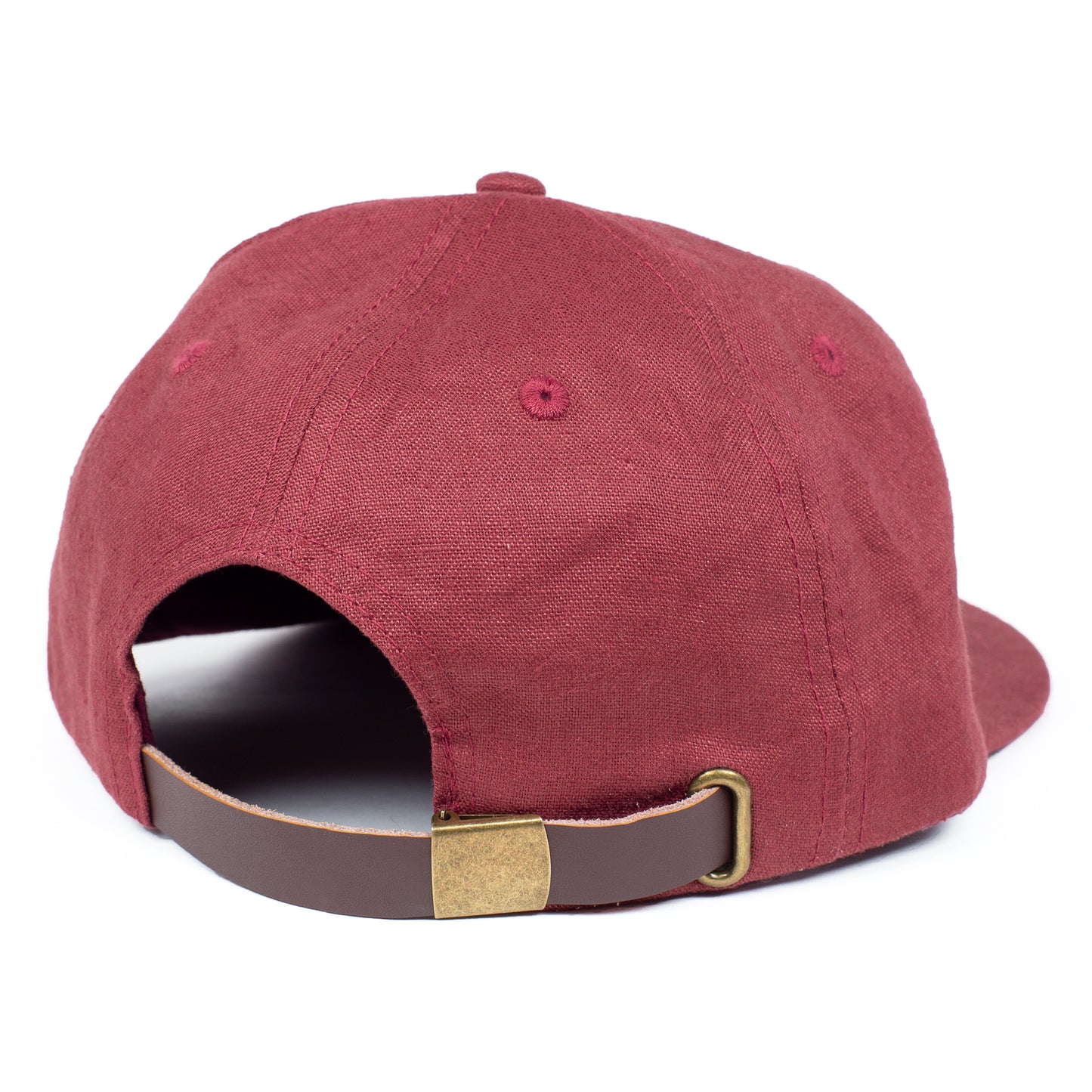 Founder Linen Leatherback Hat (Burgundy)