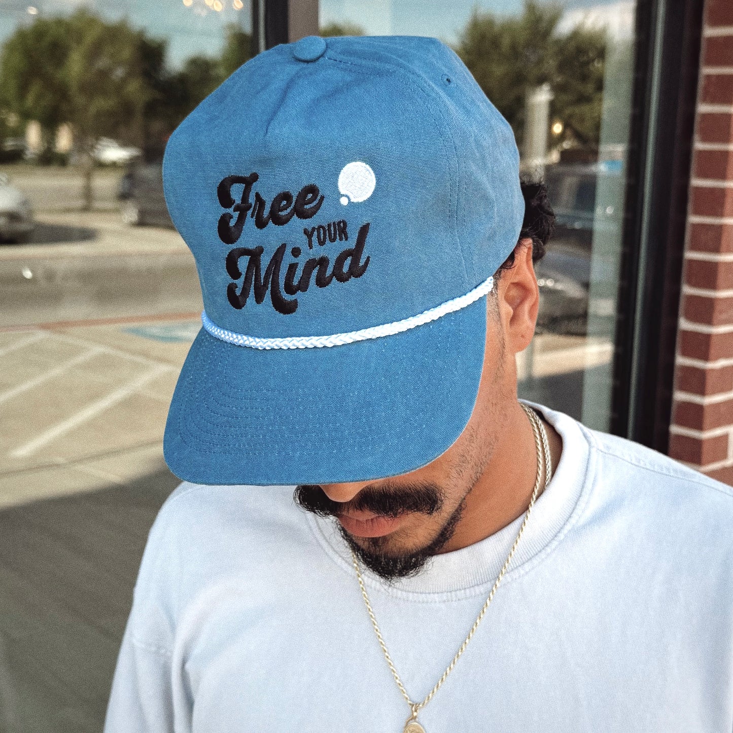 Free Your Mind Retro Hat (Ocean Blue)
