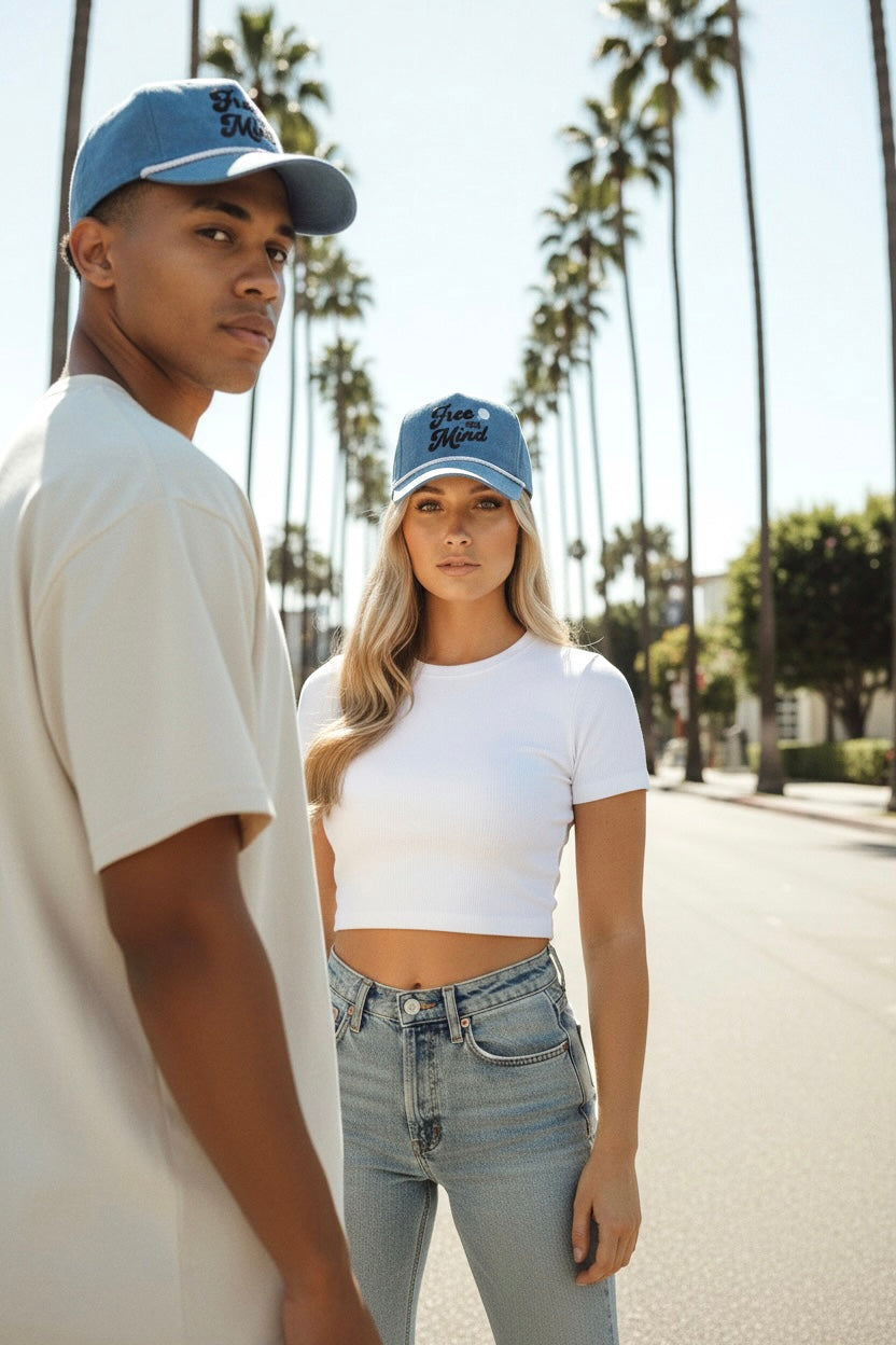 Free Your Mind Retro Hat (Ocean Blue)