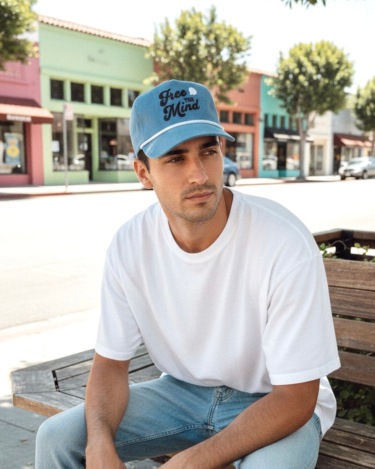 Free Your Mind Retro Hat (Ocean Blue)