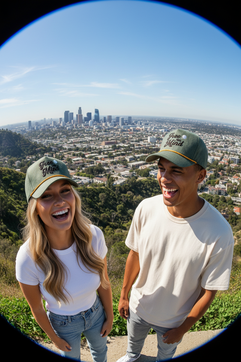 Fisheye Runyon Canyon Mid-Laugh Skyline